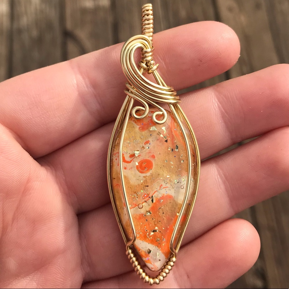 Hand painted resin pendant